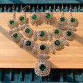 Aalija Exquisite Fancy Necklace Set with Earrings Green