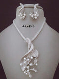 Fancy Silve Color Pearls Necklace Set With Earrings